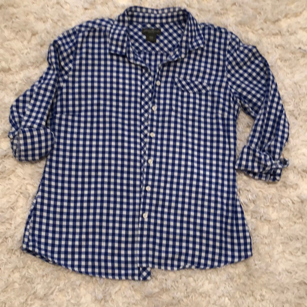 Eddie Bauer ladies L flannel gingham check shirt